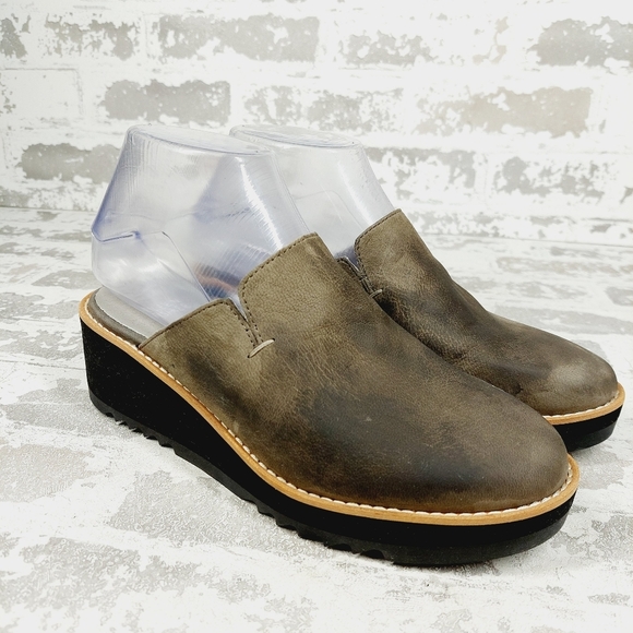 New Eileen Fisher Loti Brown Leather Platform Clogs T588 - Picture 4 of 12